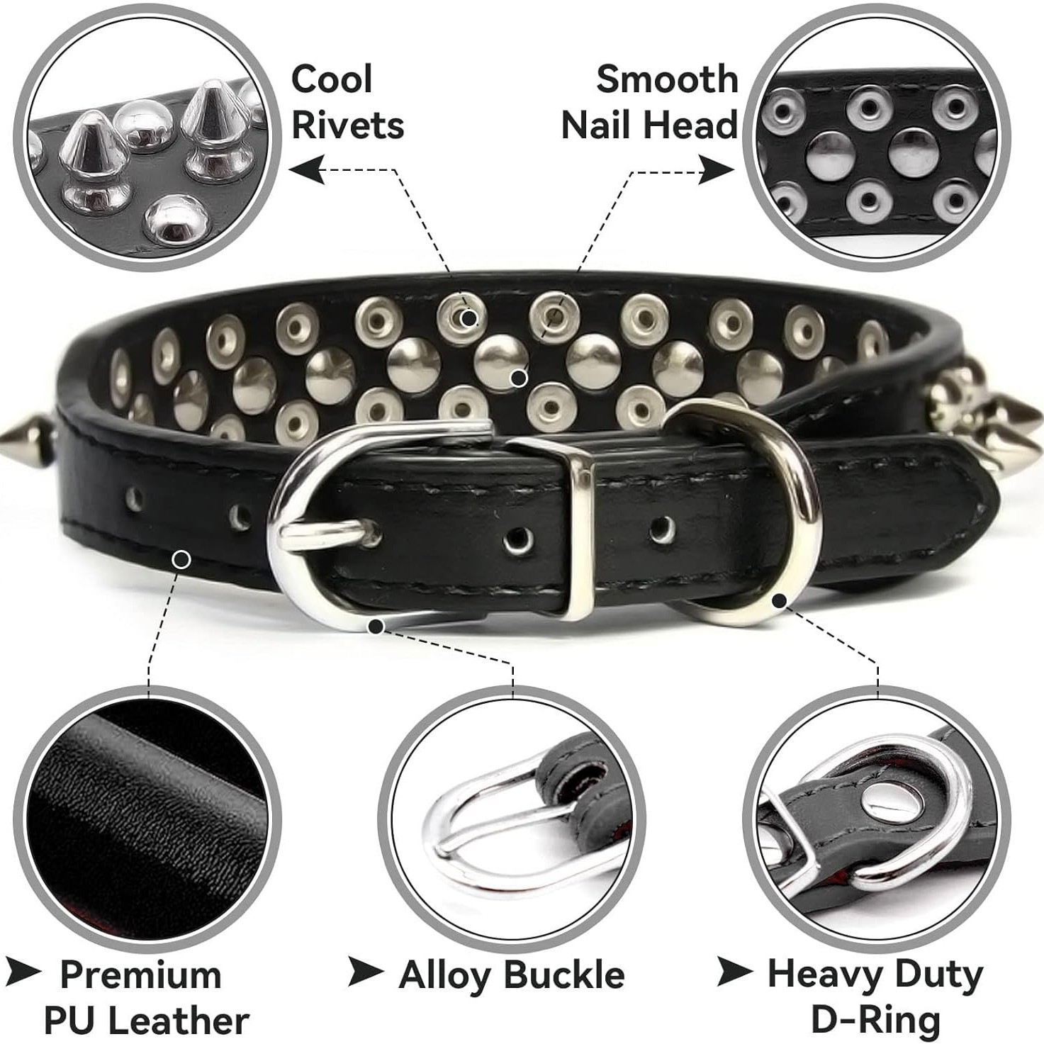 Pu dog collar style B detail image